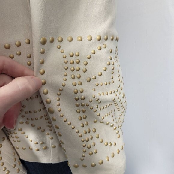 Coldwater Creek Women's Cream Faux Suede Western/Boho Open Jacket Size M - Picture 5 of 13